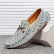 Miro Leder-Loafer mit Perforation - Grau