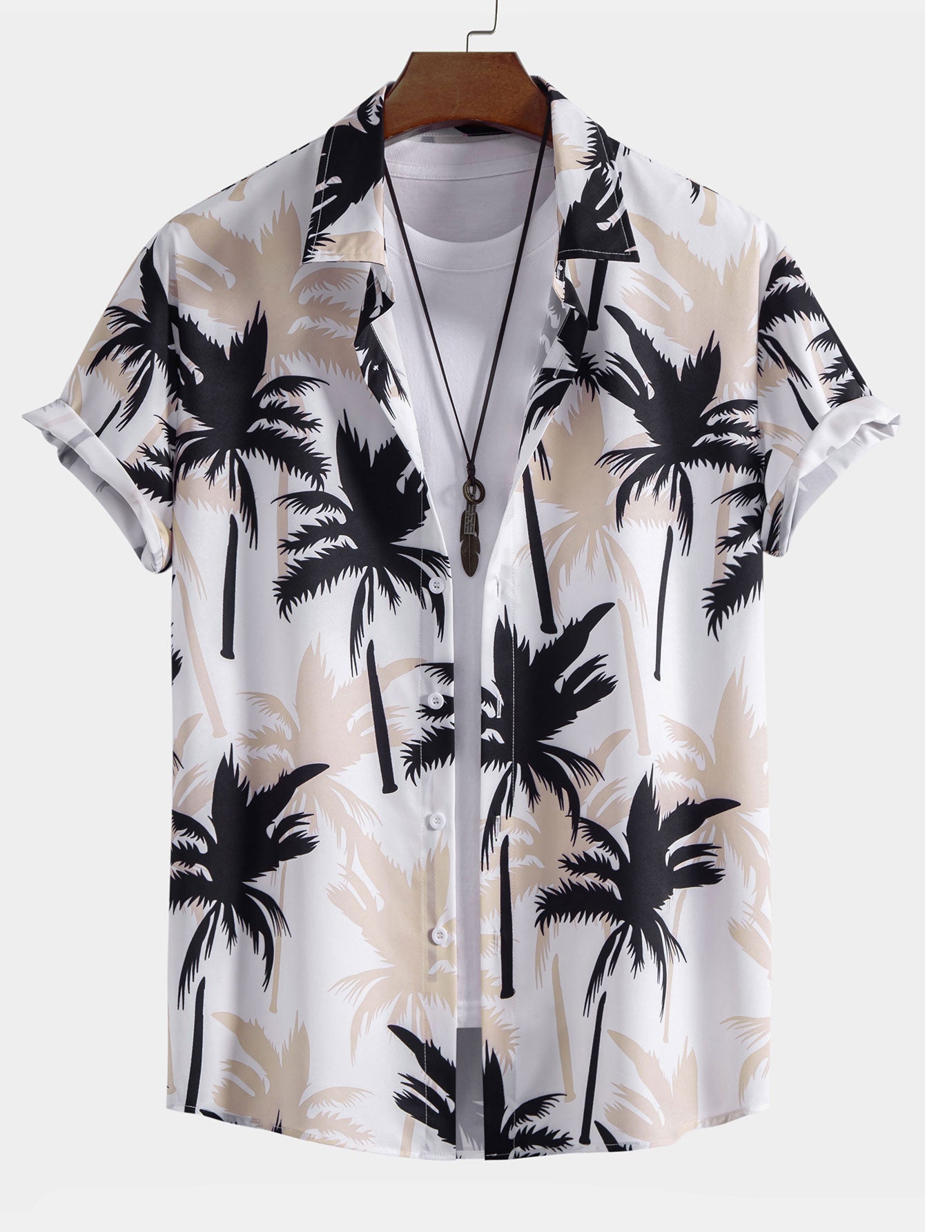 Hemd mit Palmen-Print und Badehose mit Knopfleiste