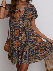 Isolde | Paisley Print V-Ausschnitt Kleid
