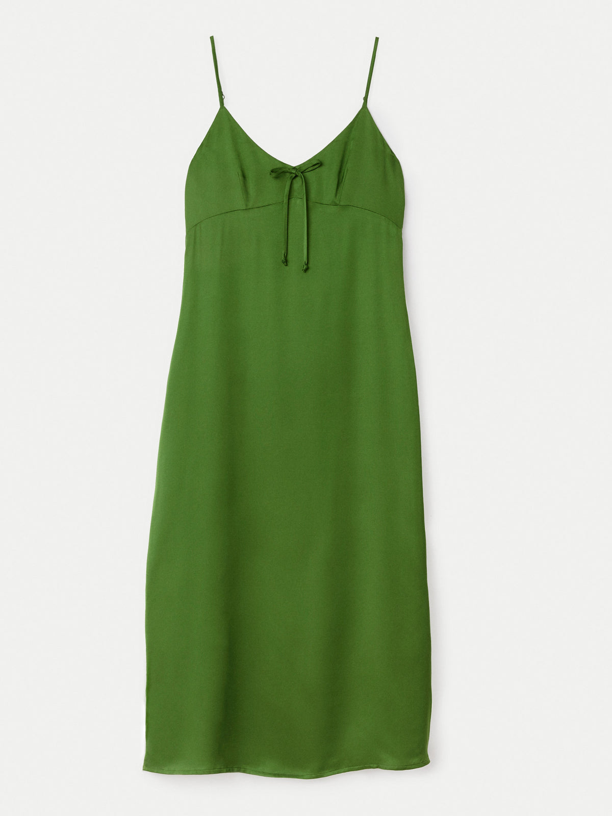 Satin Slip Kleid in Militärgrün