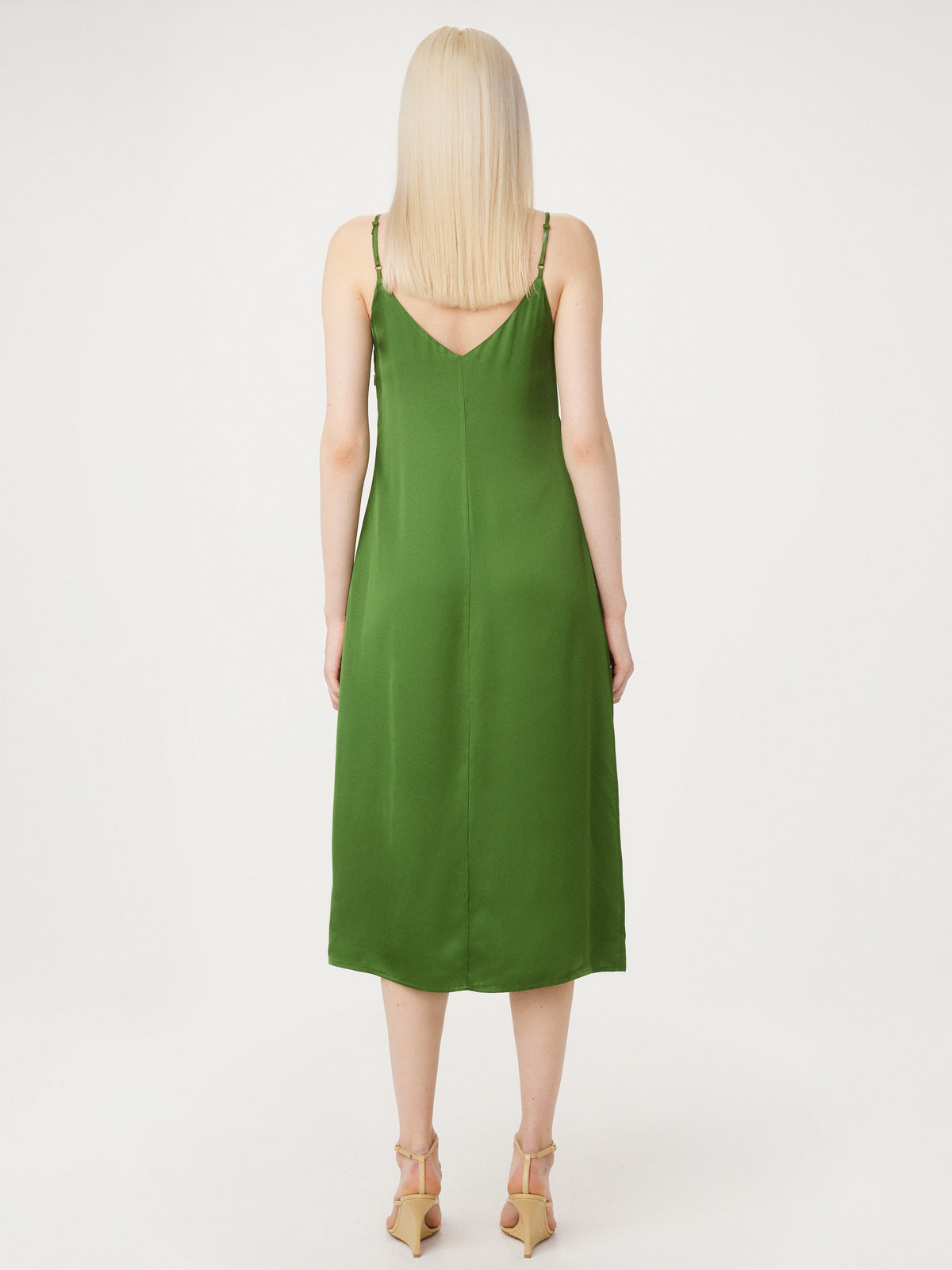 Satin Slip Kleid in Militärgrün