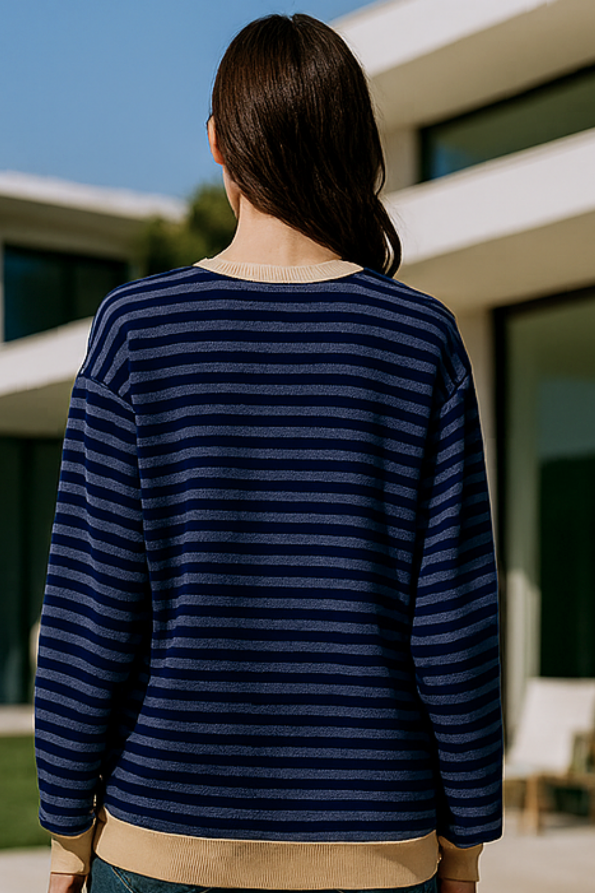 Dahlia Gestreifter Baumwoll-Pullover