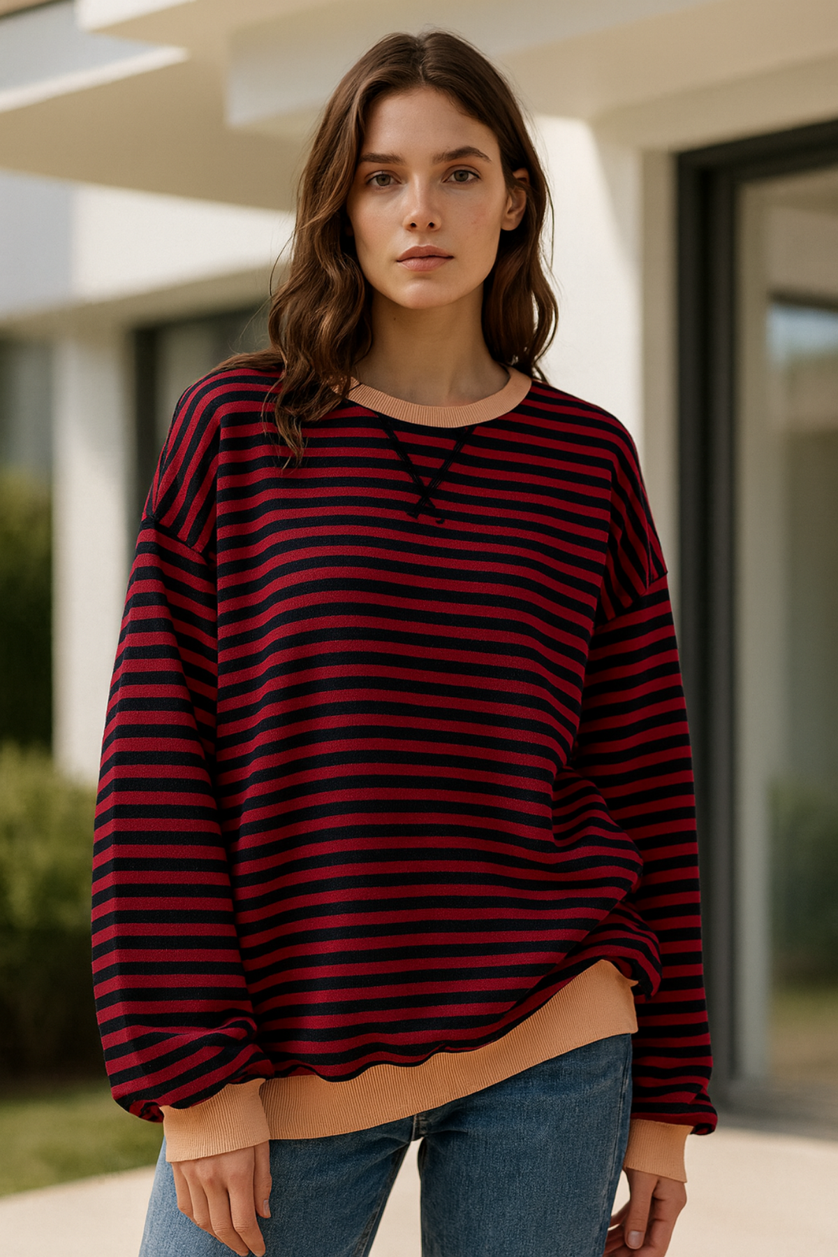 Dahlia Gestreifter Baumwoll-Pullover
