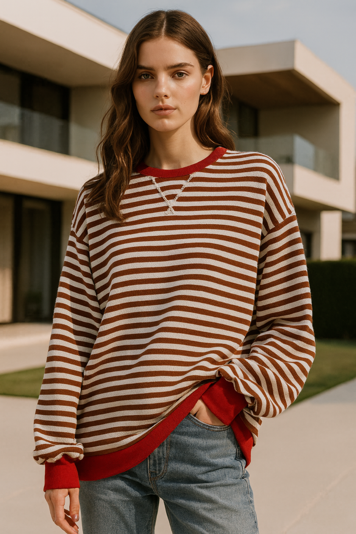 Dahlia Gestreifter Baumwoll-Pullover
