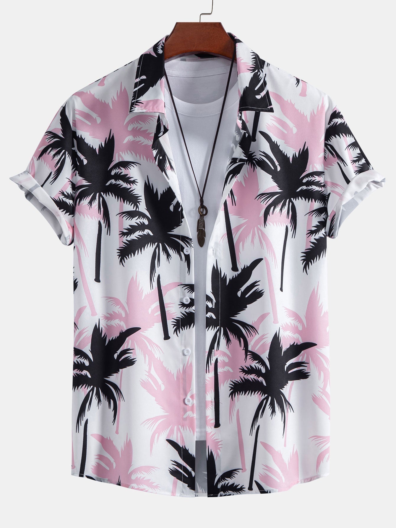 Hemd mit Palmen-Print und Badehose mit Knopfleiste