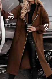 Amelia Damenjacke mit Strickärmeln und Kapuze - Braun