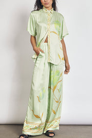 Niah – Zweiteiliges Blumen-Set mit Kurzarmhemd und weiten Hosen mit Taschen und Taillenkordel