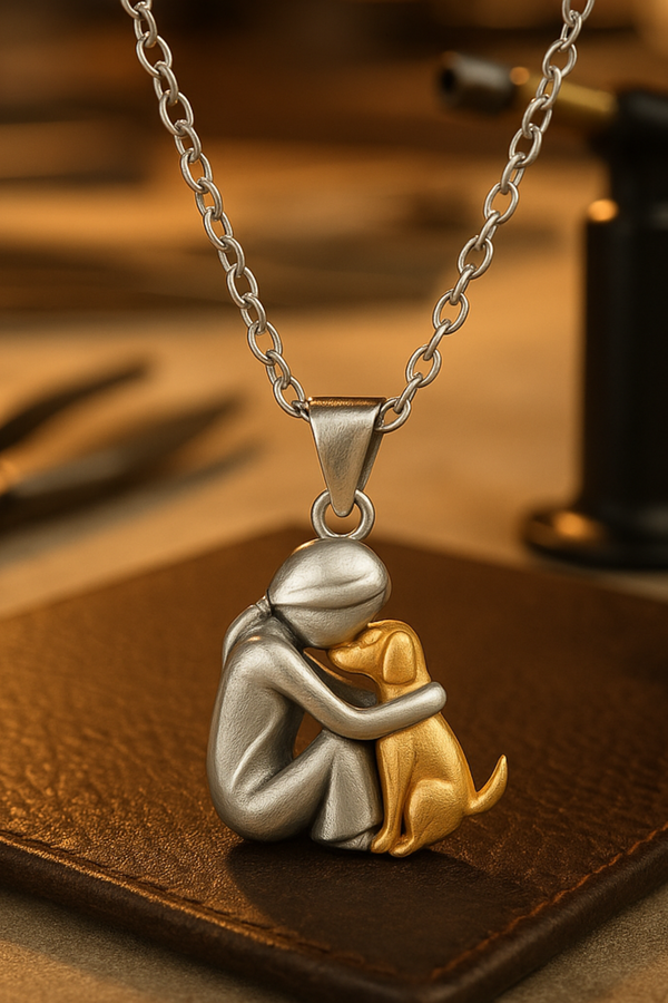 Xian Embrace Dog Pendant Necklace