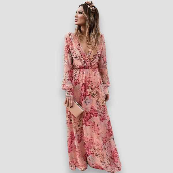 Pia Boho Floral V-Neck Maxi Dress