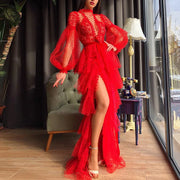 Nova | Mesh Langarm-Abendkleid