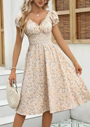 Nancy – Geblümtes Midikleid mit Puffärmeln