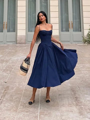 Sofia | Marineblaues Midikleid für Partys