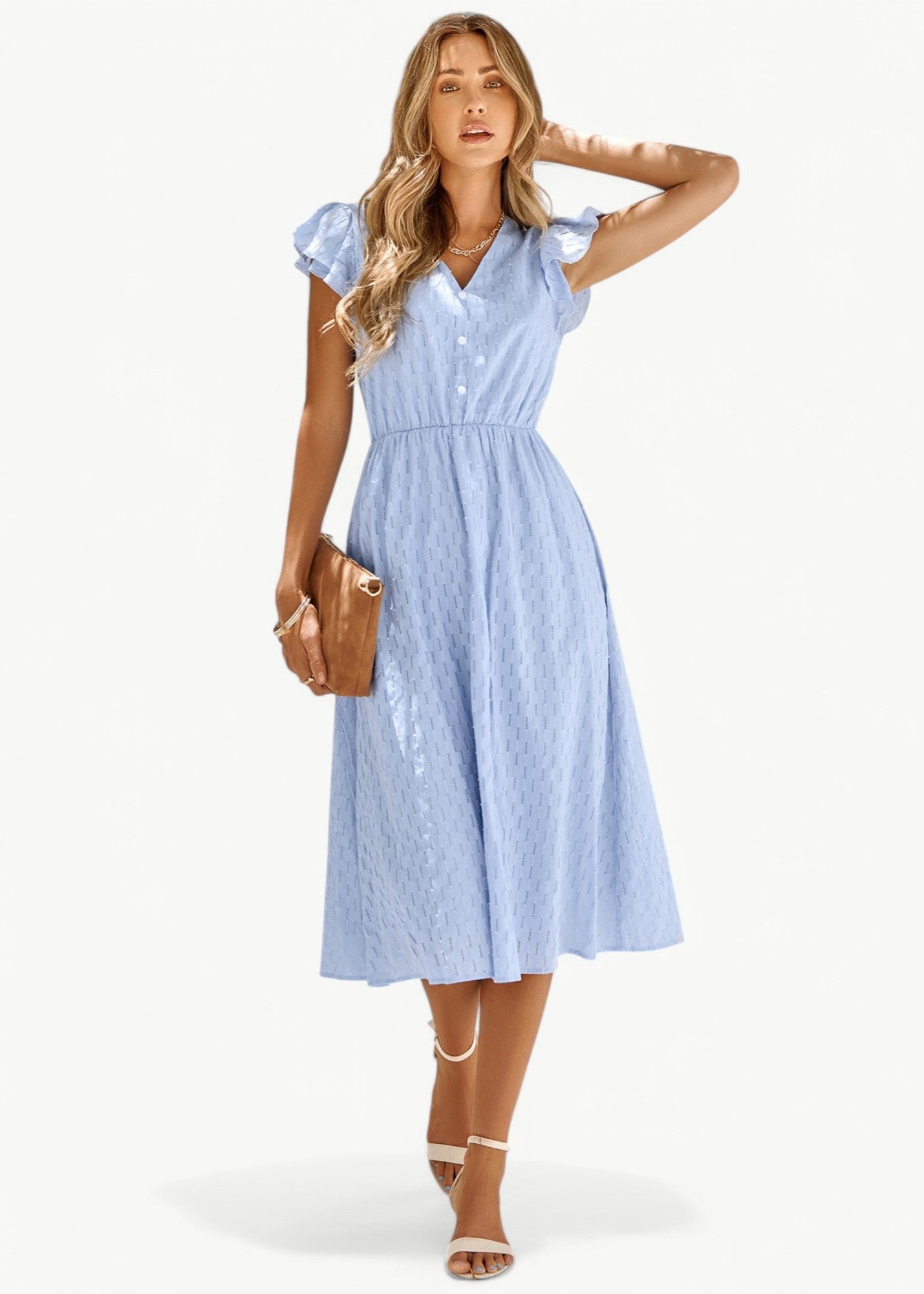 Violet – Kleid mit V-Ausschnitt und Rüschen