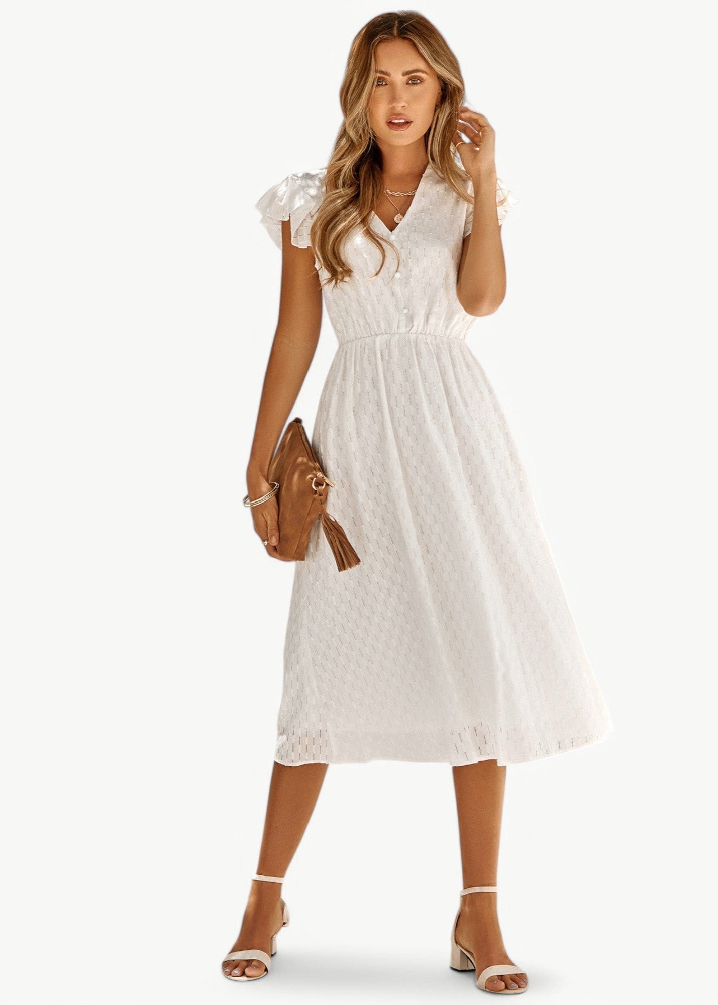 Violet – Kleid mit V-Ausschnitt und Rüschen