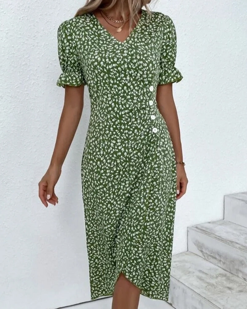 Sierra | Kleid mit kurzen Ärmeln und Blumenmuster