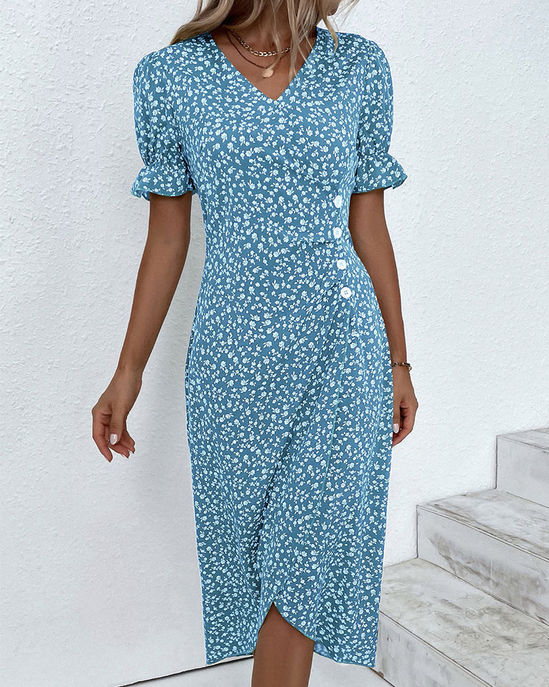 Sierra | Kleid mit kurzen Ärmeln und Blumenmuster