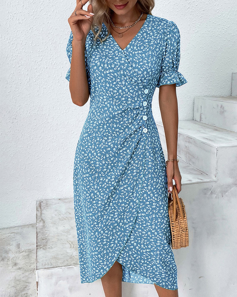 Sierra | Kleid mit kurzen Ärmeln und Blumenmuster