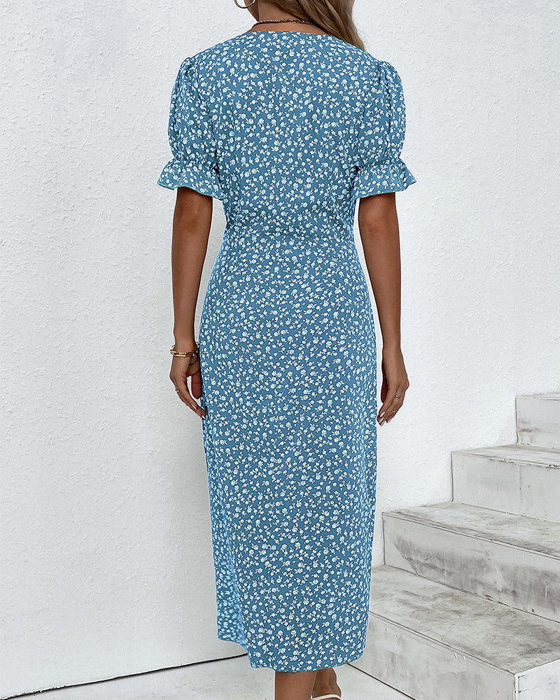 Sierra | Kleid mit kurzen Ärmeln und Blumenmuster