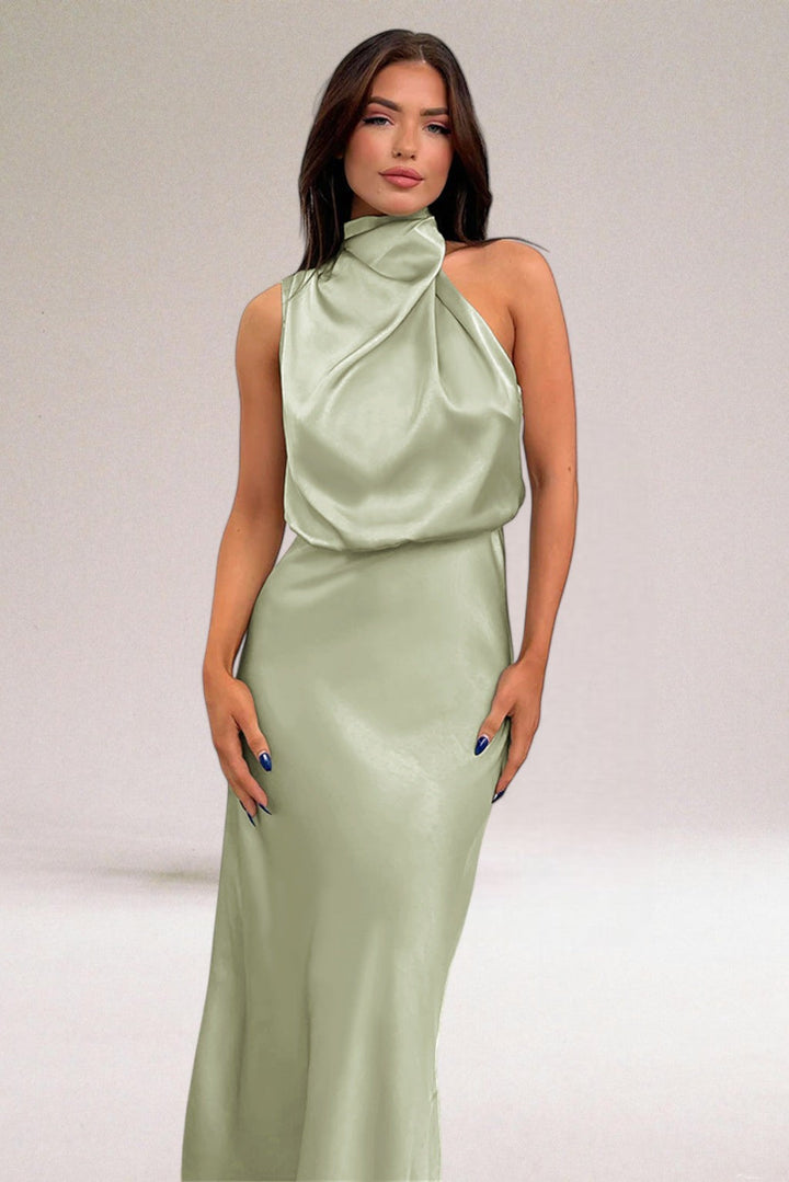 VALENTINA | Elegantes Satinkleid mit Raffinierten Details