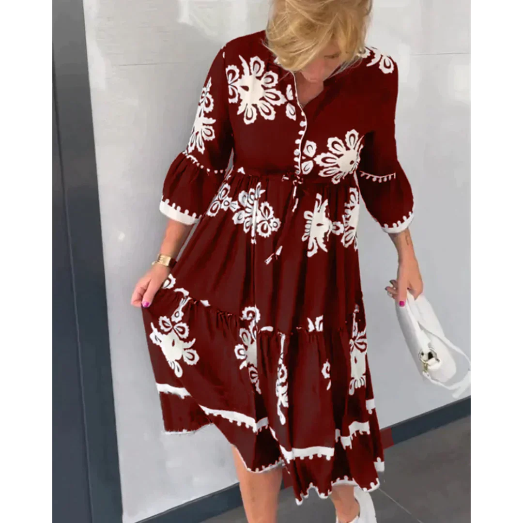 Greta – Geblümtes Kleid mit Dreiviertelärmeln