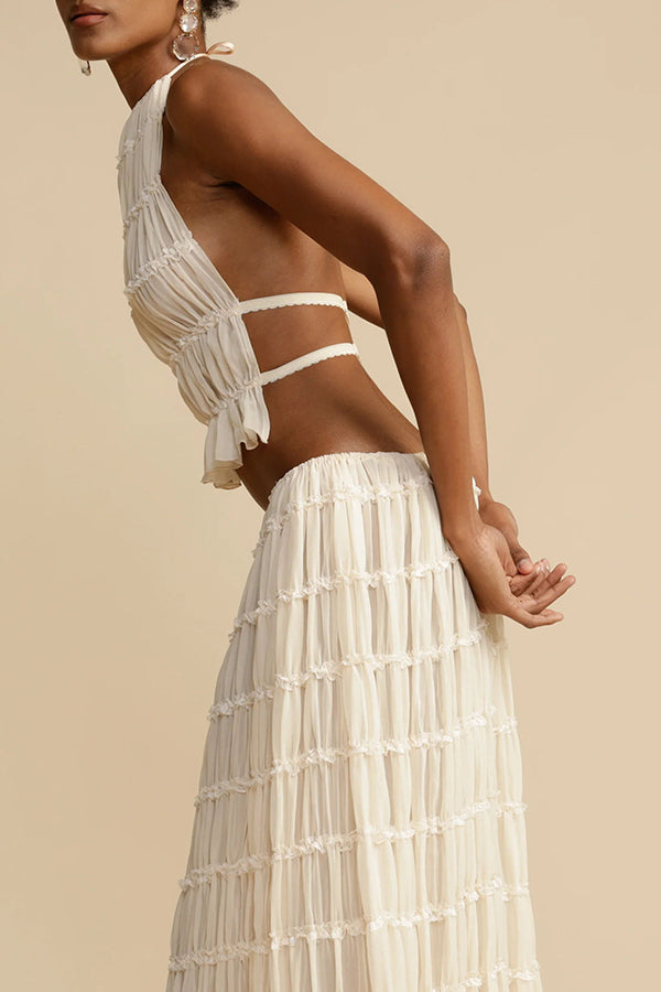 Langer Rock mit Kordelzug und Vintage-Falten – Vielseitigkeit und nostalgischer Charme