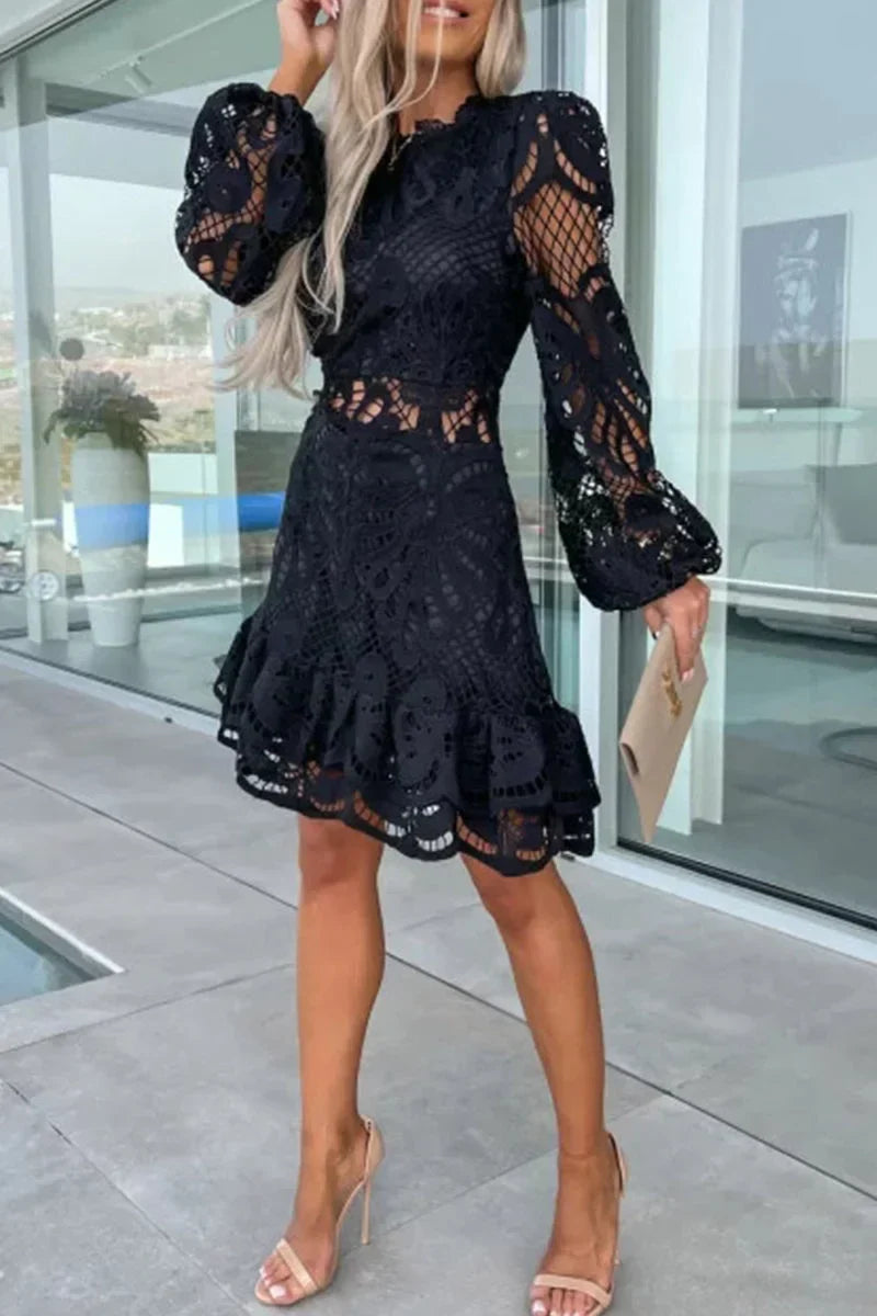 Aria Elegant Lace Dress with Flattering Cut-Outs