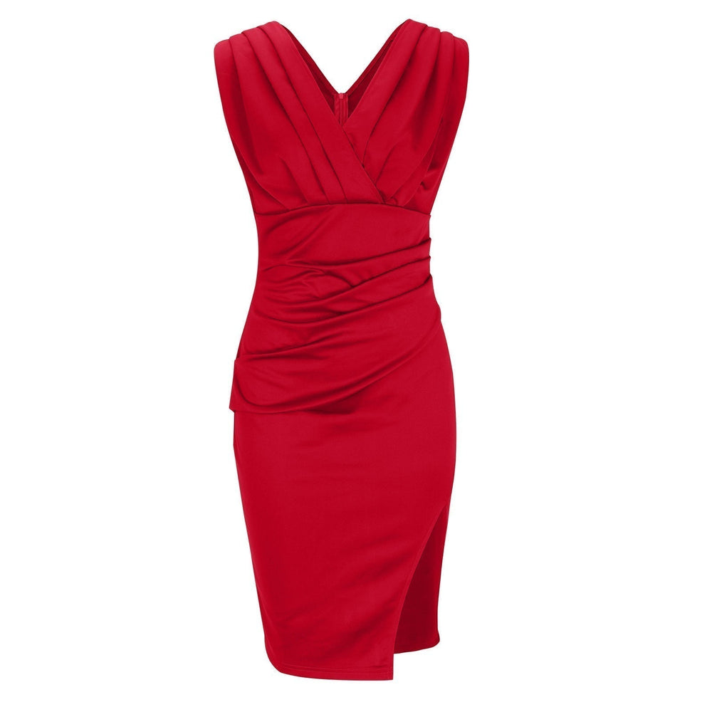 Estelle | Eng anliegendes Kleid mit V-Ausschnitt und Schlitz