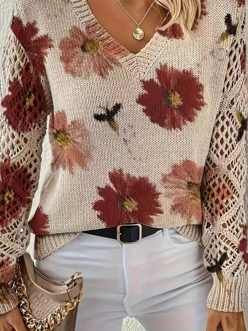 Rayuela Eleganter Pullover mit Blumendessin - Rot