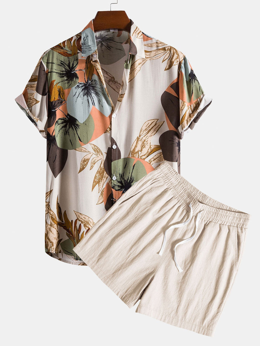 Tropenhemd und strukturierte Baumwollshorts (5")