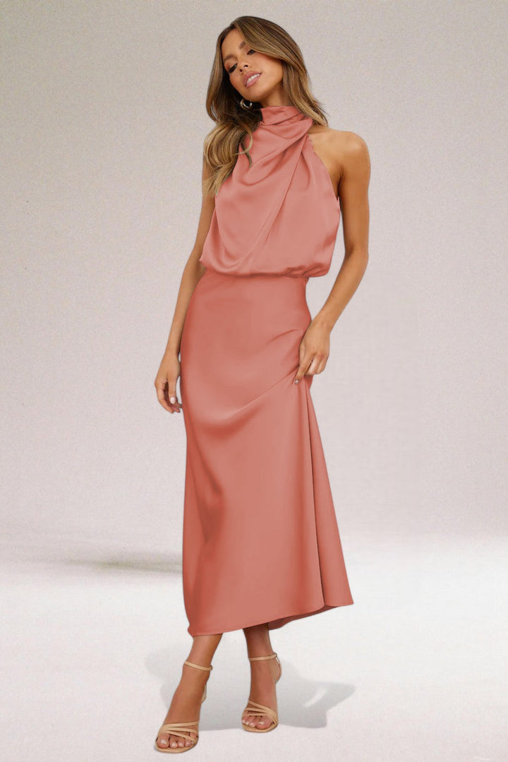 VALENTINA | Elegantes Satinkleid mit Raffinierten Details