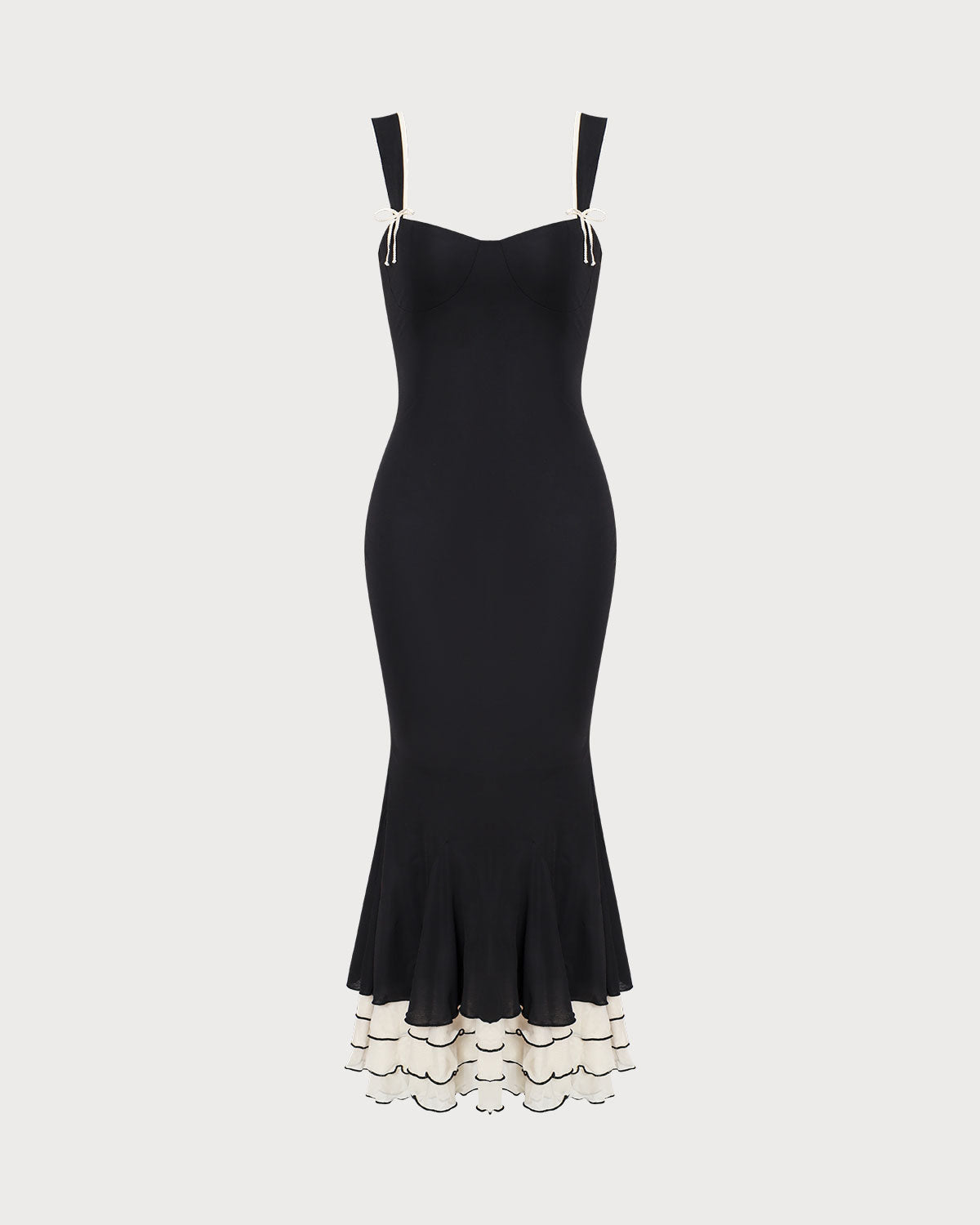 Das schwarze Maxi-Kleid mit Bodycon-Passform und Sweetheart-Ausschnitt