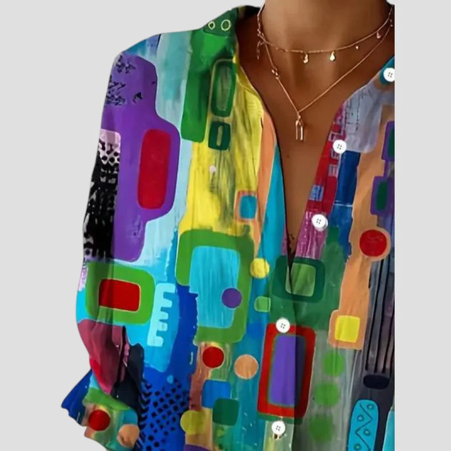 Edna Geometric Print Blouse