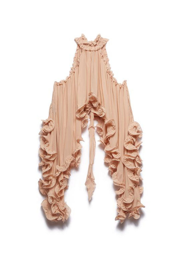 Romantic Drama – Ausgestelltes Top mit welligen Volants und Nackenbindung