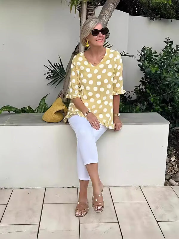 Bella™ | Weiches Polka Dot Tunika-Shirt