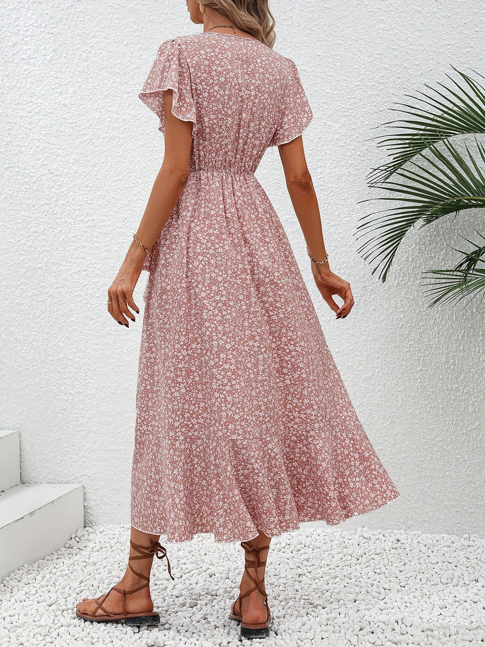 Indie | Kleid mit kleinem Blumenmuster und Schnürung