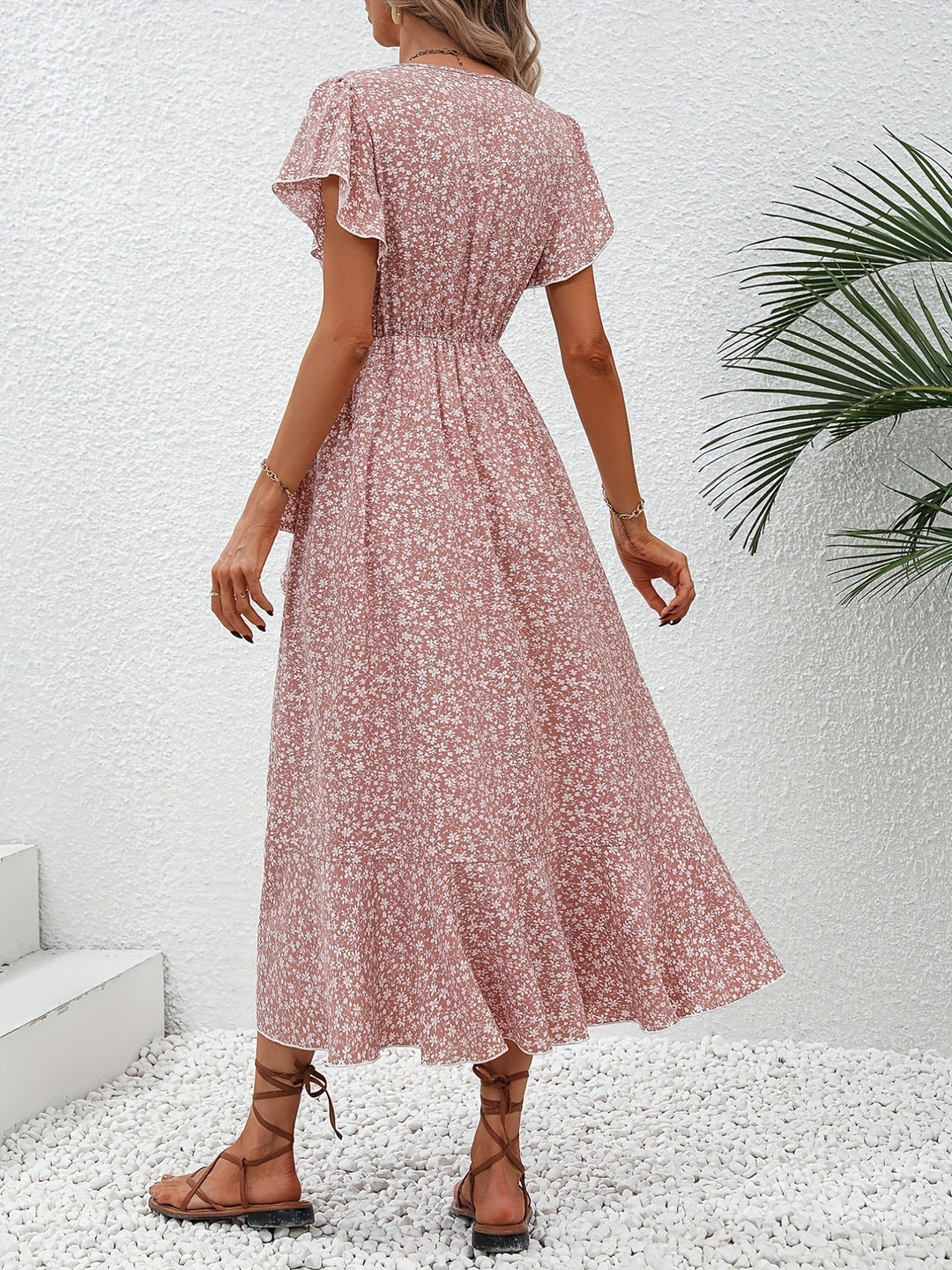 Indie | Kleid mit kleinem Blumenmuster und Schnürung