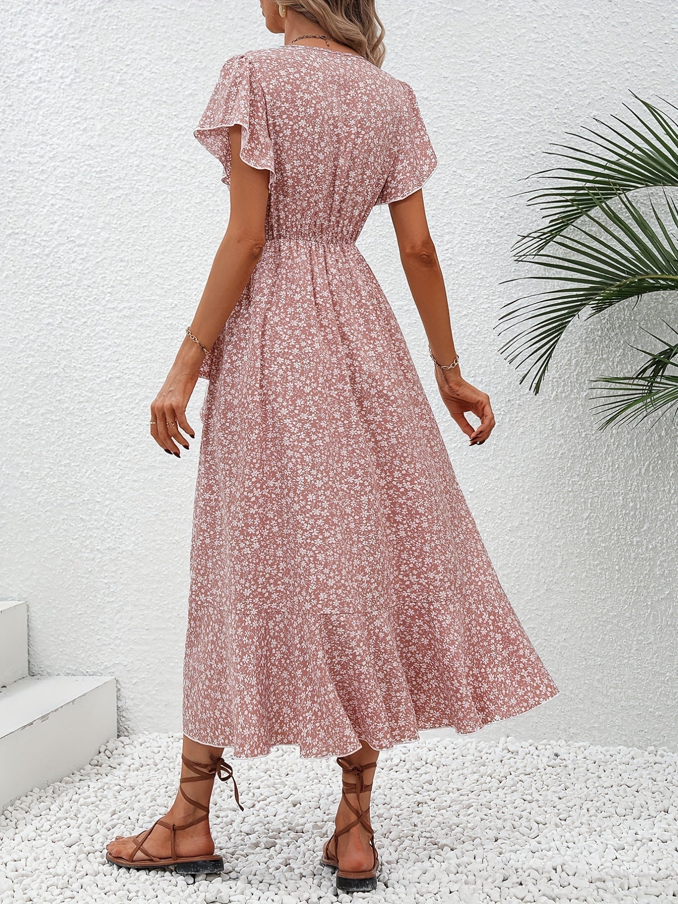 Indie – Kleid mit kleinem Blumenmuster und Schnürung