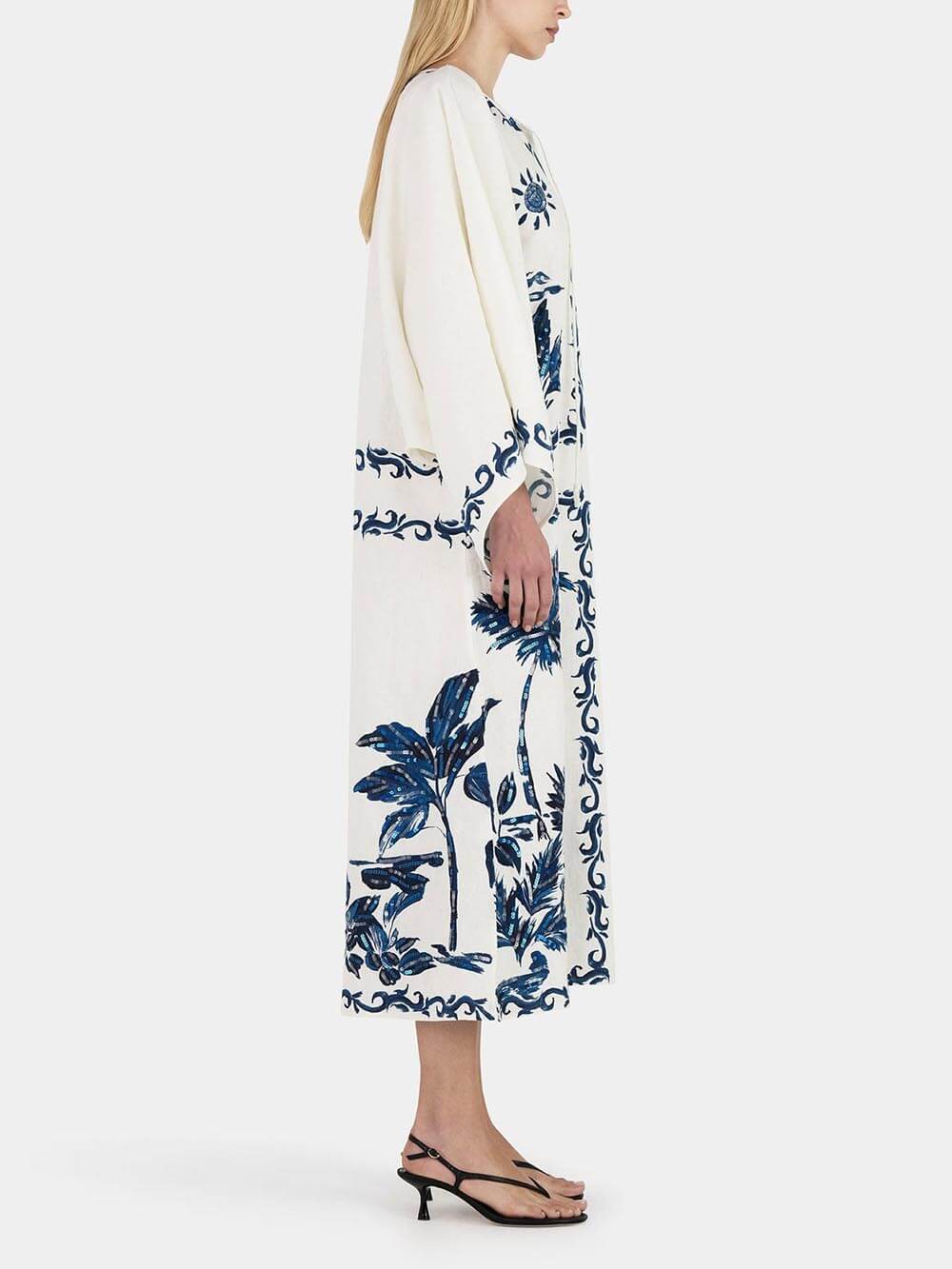 Vintage Hawaii-Print Pailletten Oversize Lockeres Midikleid