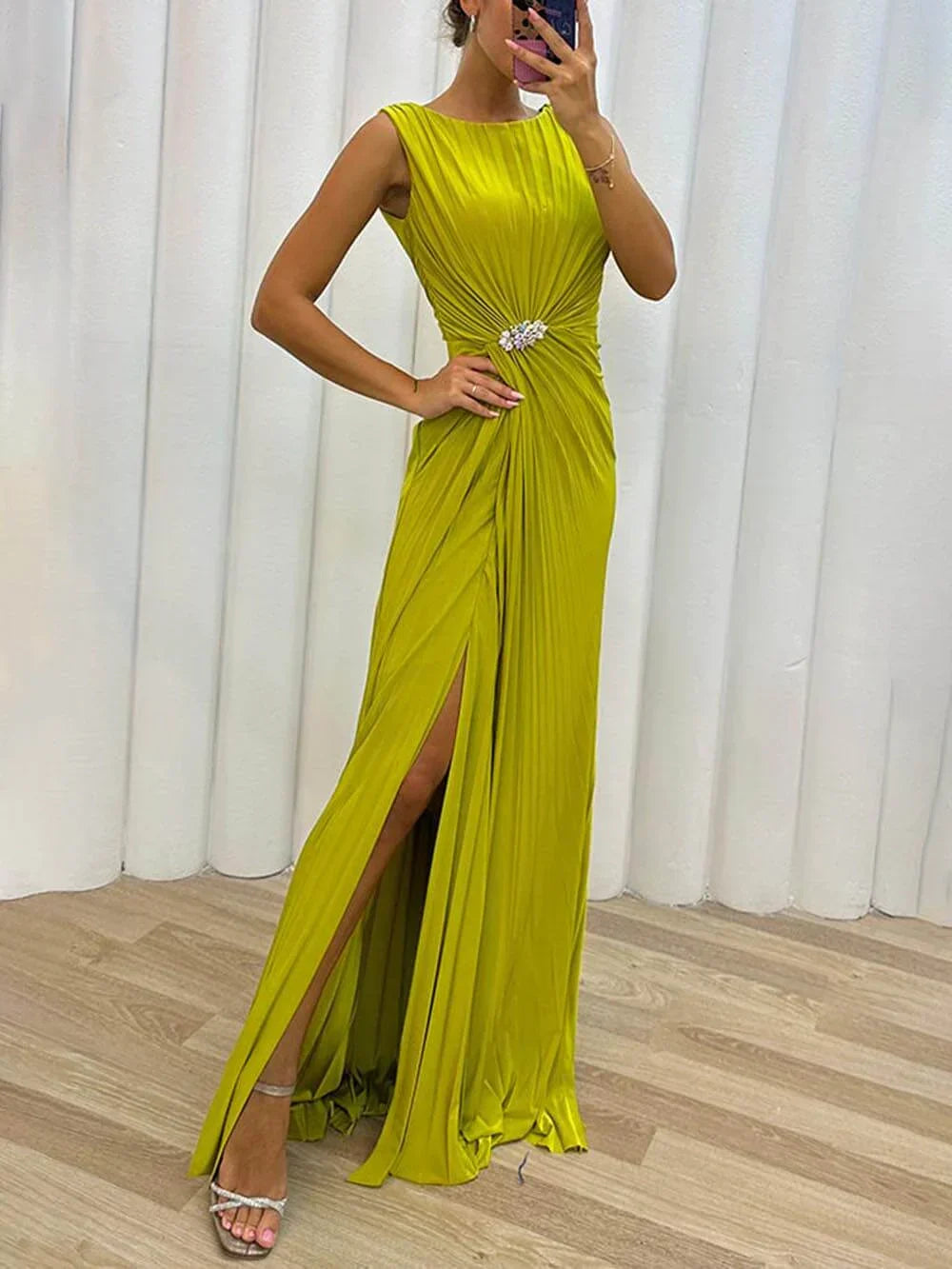 Davine Plissiertes Maxikleid für den Abend