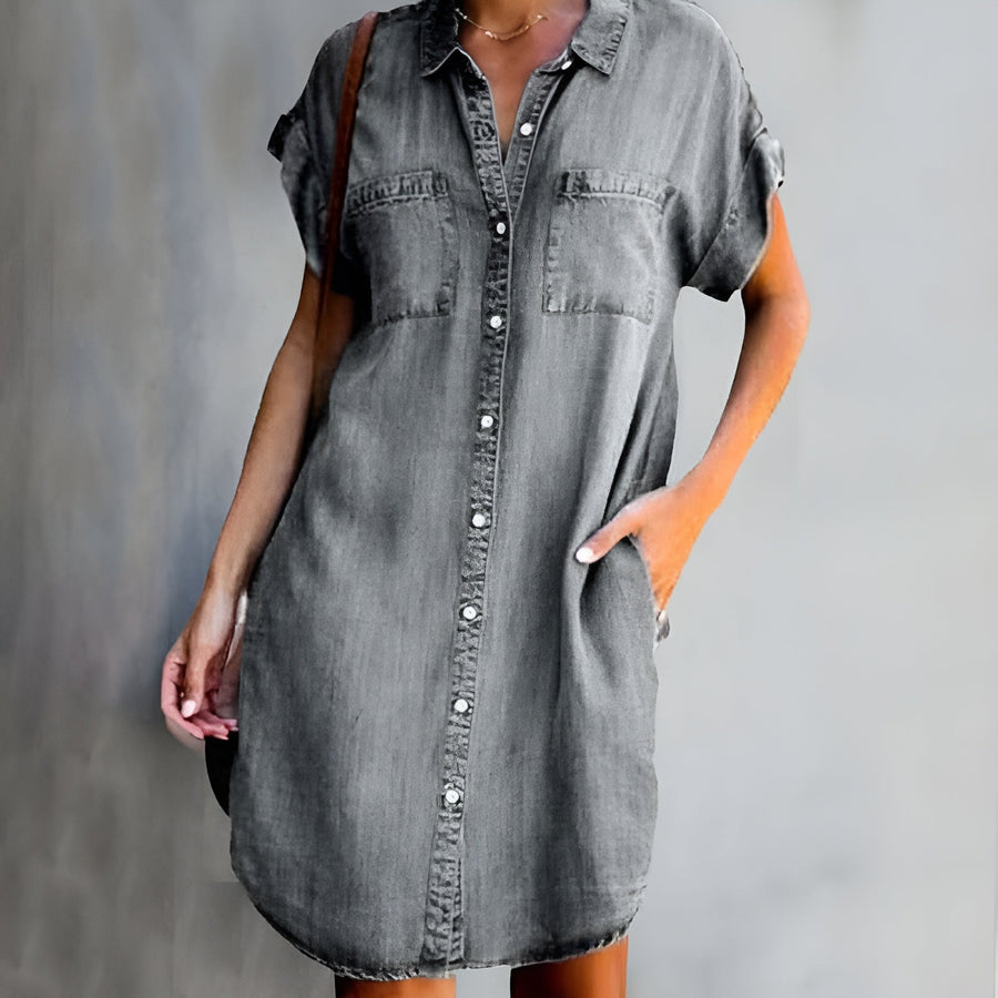 Oaklee Casual Button-Down Shirt Dress