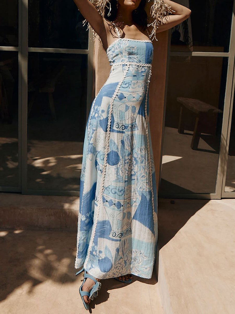 Abito Mediterranean Embroidered Summer Maxi Dress