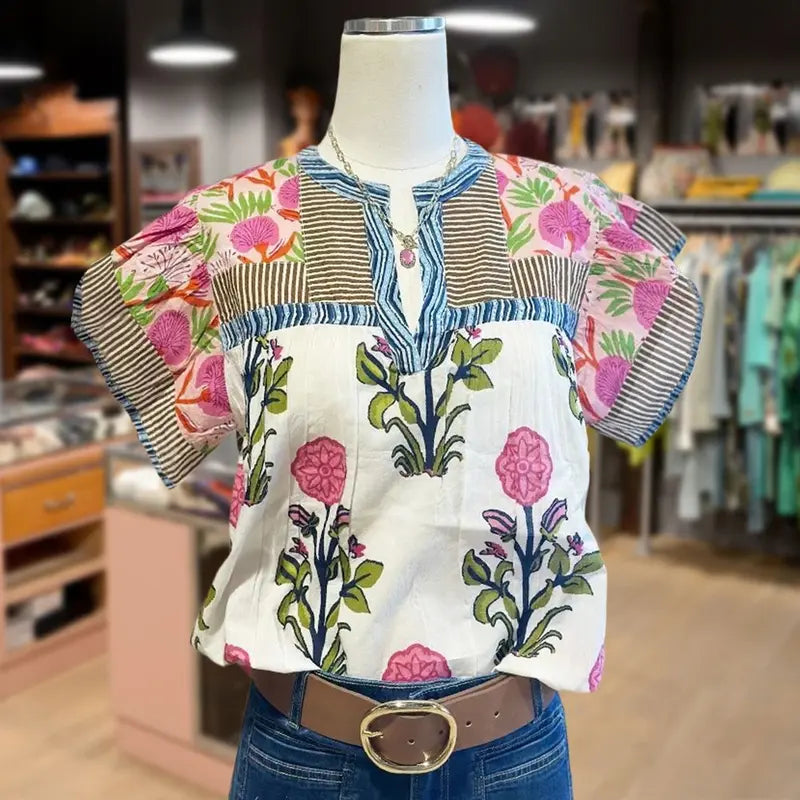 Idoia | Bluse mit floraler Stickerei