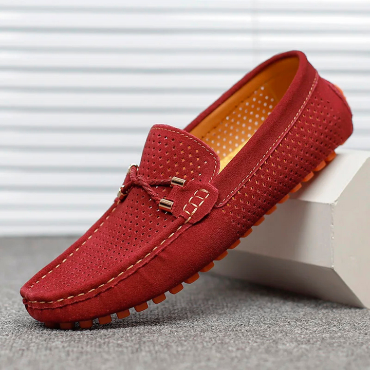 Miro Leder-Loafer mit Perforation - Rot