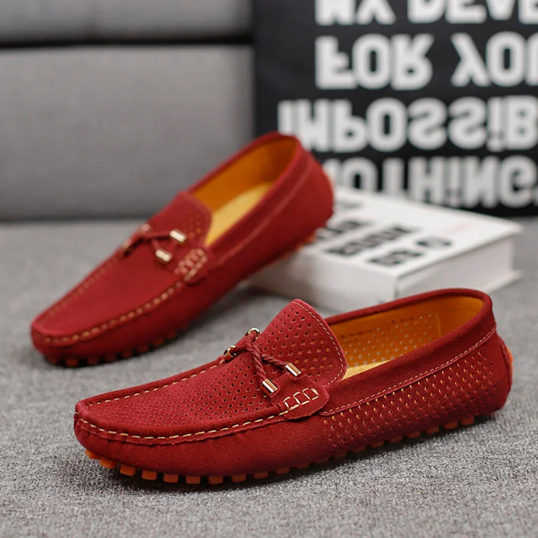 Miro Leder-Loafer mit Perforation - Rot