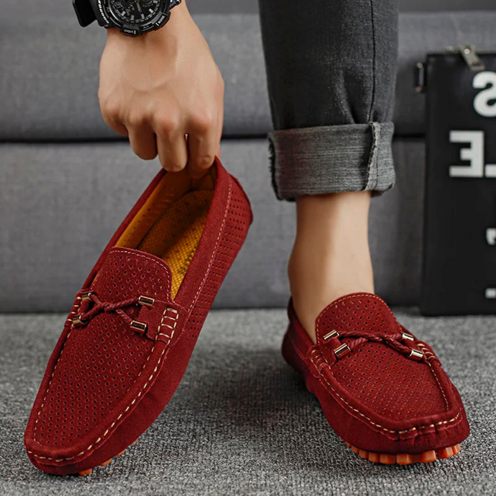 Miro Leder-Loafer mit Perforation - Rot