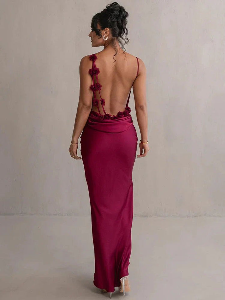 Nina™ Luxuriöses Seiden-Party-Kleid mit Rüschen