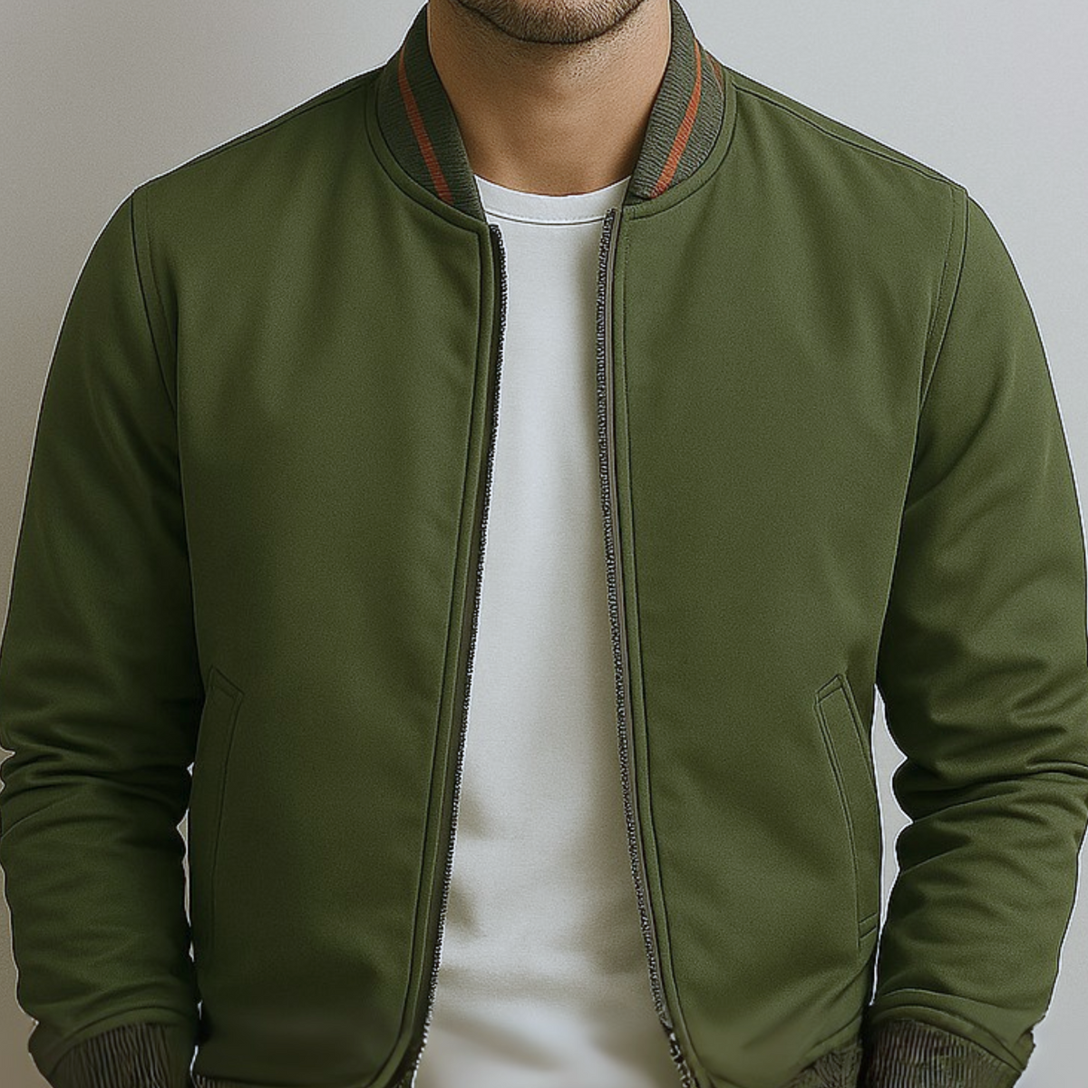 Maelisio Eleganter Bomber-Blouson mit Streifen - Grün