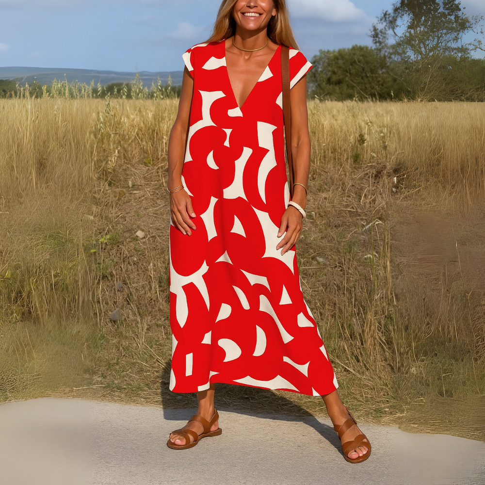 Valérie | Fließendes Kleid mit V-Ausschnitt