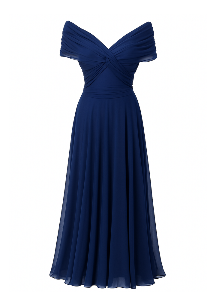 Aure Maxikleid mit Fantasie-Blumenmuster und V-Ausschnitt - Blau