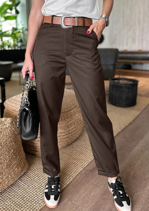 Thalindra Gestreifte Anzughose - Braun